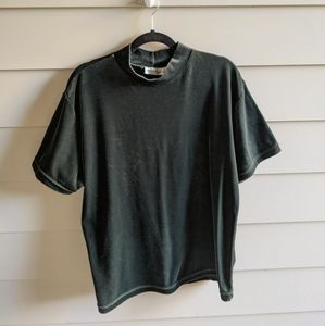 Plus Size Dark Academia Velvet Mock Neck Tee